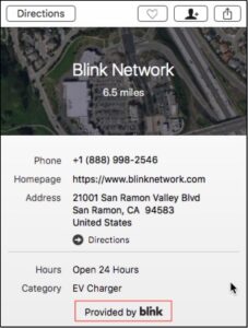 Blink Network Apple Maps Profile Page